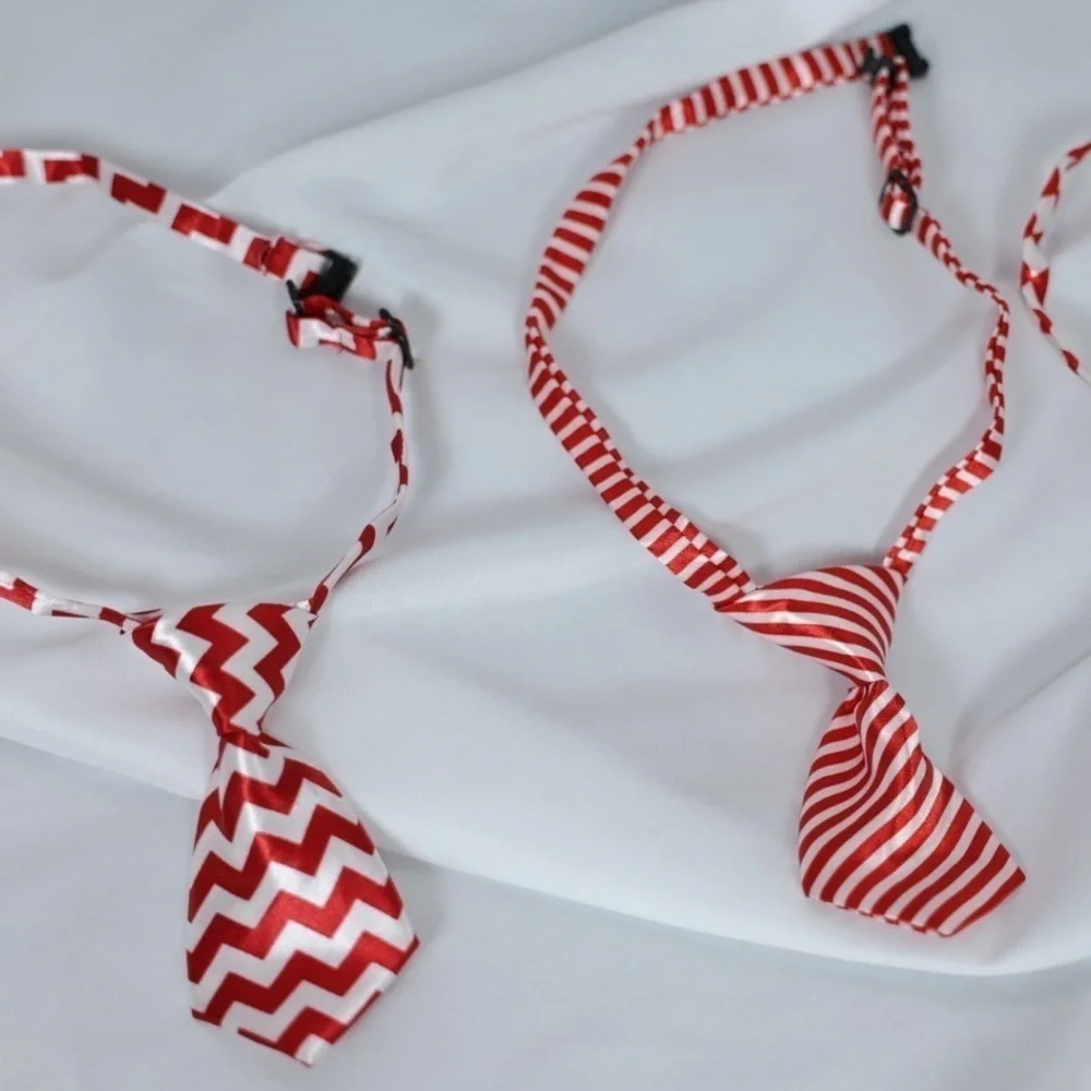 🅽🅴🆆 checkered zig zag stripe red white adjustable dog tie cat pet clothing
